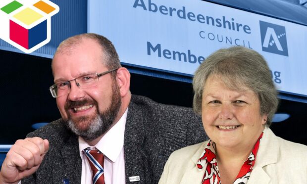 The Conservatives and Liberal Democrats have formed a coalition with independents at Aberdeenshire Council for the next five years. Picture shows; Mark Findlater and Anne Stirling.