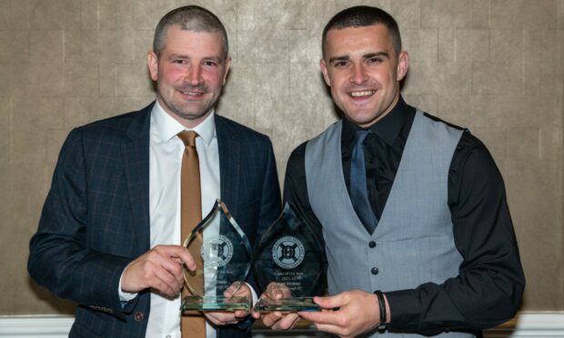 Fraserburgh's Mark Cowie, left, was named manager of the year and Scott Barbour, also of Fraserburgh, was the player of the year