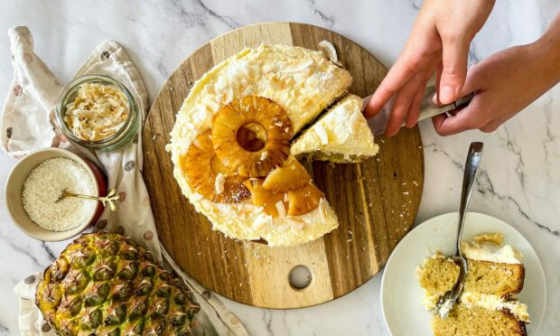 The tropical Pina Colada cake.