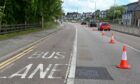 The bus lane has been closed. Picture by Kenny Elrick 25/05/2022.