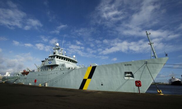 Marine protection vessel MPV Hirta in Leith harbour, Edinburgh.