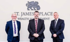 l-r Brian McAulay, Scott James, of Scott James & Associates, and Mark Wyllie, of St James's Place Wealth Management.