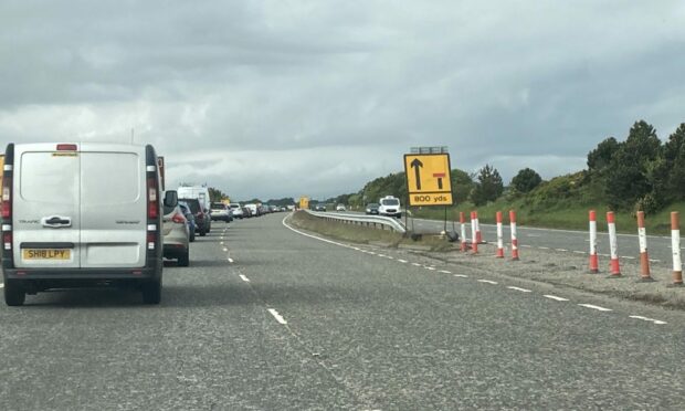 Roadworks on A90 Aberdeen to Ellon road. Between B&Q and old AECC. Supplied by Craig Walker.