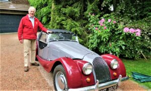 Rally organiser Neil Booth with a vintage Morgan.
