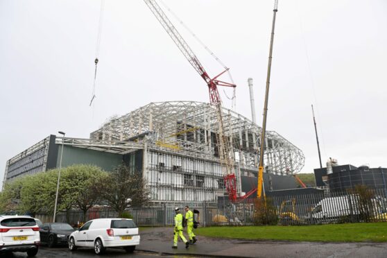 The Aberdeen incinerator is being built in East Tullos at Greenbank Crescent, and is due to start processing non-recyclable waste in late 2022.  Photograph by Paul Glendell.