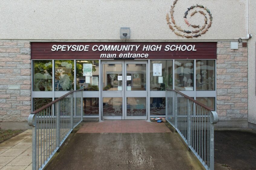 Entrance to Speyside High School.