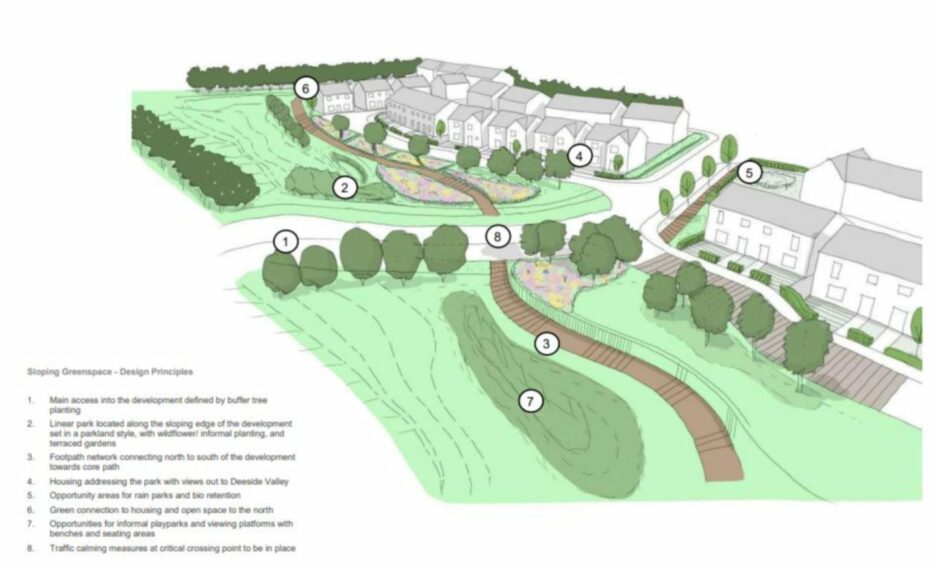 An artist impression of what the new housing development at Peterculter could look like