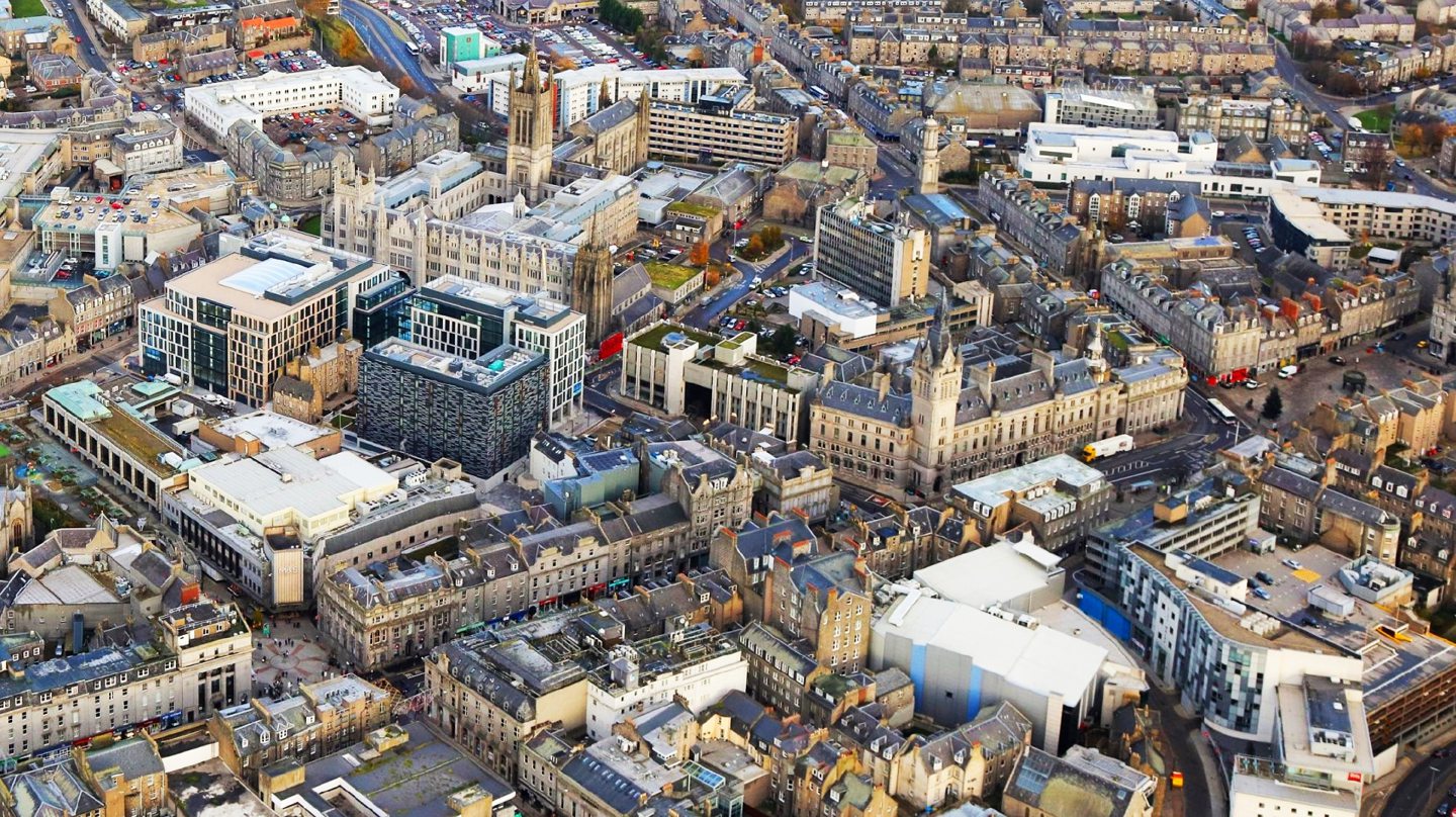 Aberdeen city centre from above.
