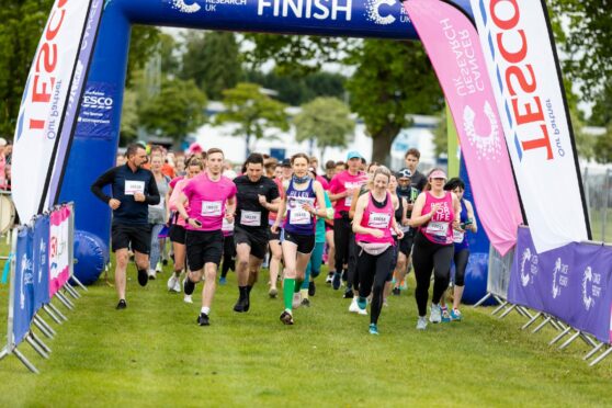 Finish line at the Race for Life in Inverness. Pic: Paul Campbell