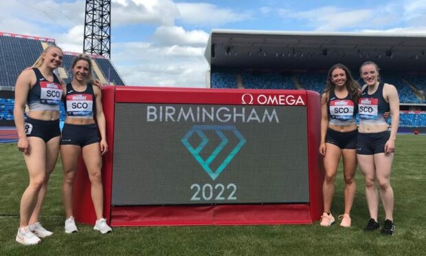The Scottish 4x100m relay team who had previously broken the national record at the Birmingham Diamond League meeting. From left, Alisha Rees, Taylah Spence, Sarah Malone and Rebecca Matheson