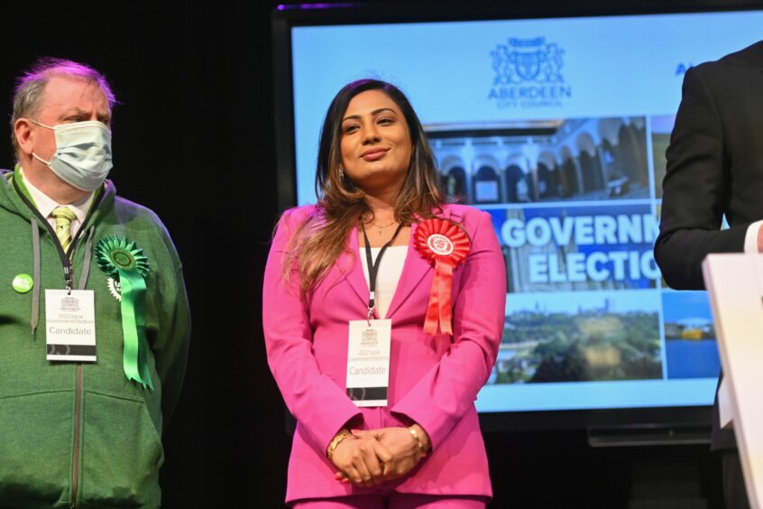 Aberdeen City Council: Deena Tissera celebrates her election as Hilton, Woodside and Stockethill councillor at P&J Live. Picture by Scott Baxter/DCT Media.