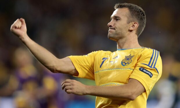 Ukraine's Andriy Shevchenko celebrates his side's 2-1 win against Sweden at Euro 2012.