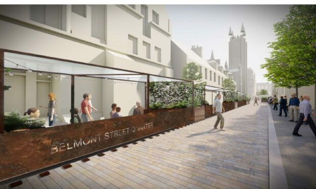 A council image of how the cafe culture installations in Belmont Street might be made permanent.