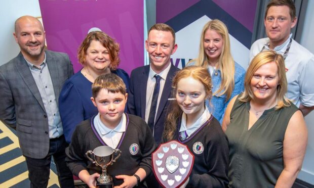 From left to right: Graeme Morrison, Rachel Gothard, Sandy Young, Kirsty Chalmers and Darren Sivewright with Ryan Mackie, Kirsty MacLeod and Amanda Hedley.