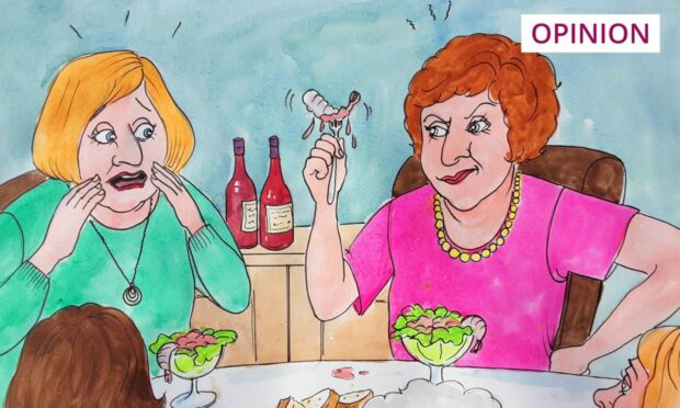 When hosting, try not to leave dinner party guests with a raw deal (Illustration: Helen Hepburn)