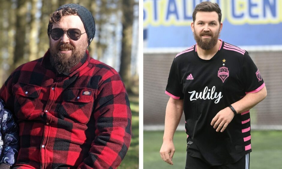 Callum Hopkins before and after losing weight.