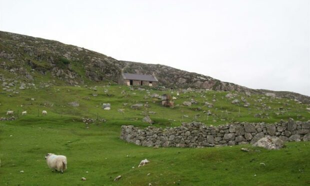 Picture shows; Primrose Cottage on Scarp near Isle of Harris. Scarp, Isle of Harris.