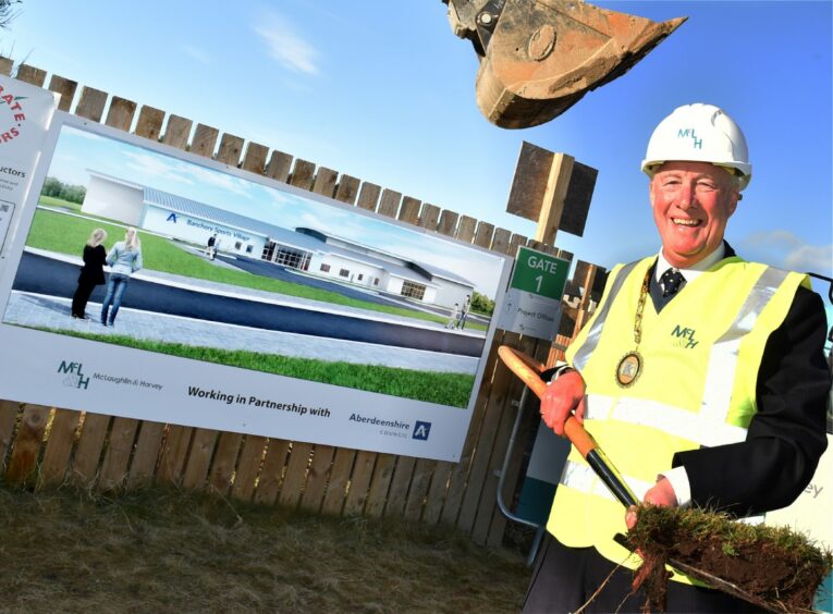 Building work on the new Sports Village in Banchory started back in February 2018 with Bill cutting the first sod. Picture by Colin Rennie