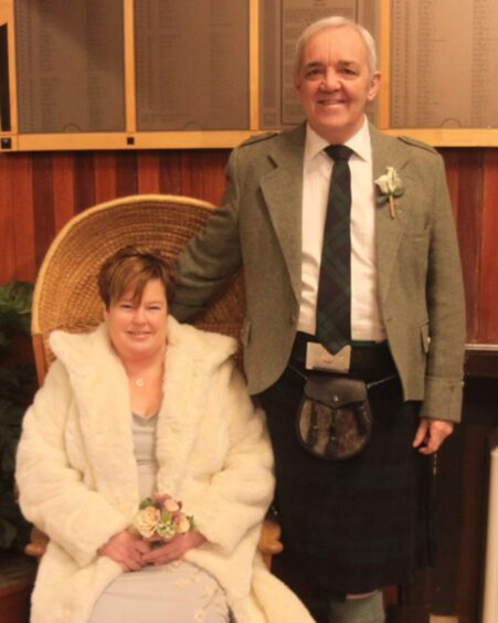 The happy couple at their wedding in Orkney in 2016.