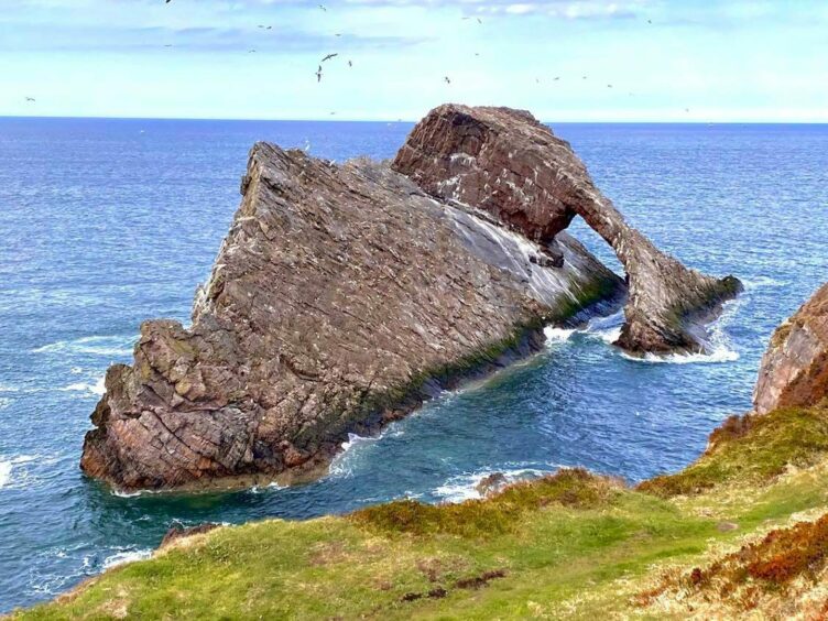 Bow Fiddle Rock from a hill, one of Moray's hidden gems. 