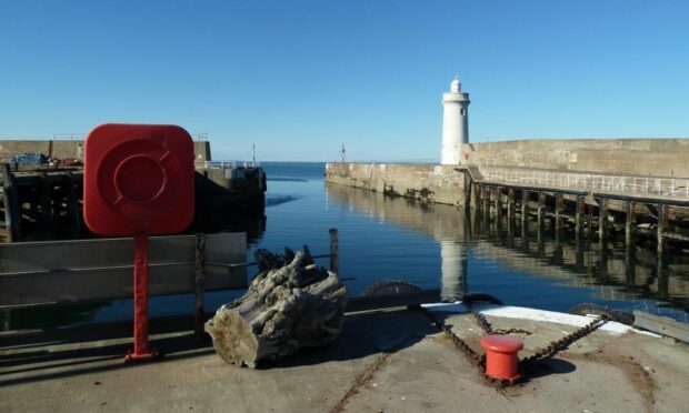 A life ring at Portknockie Harbour.