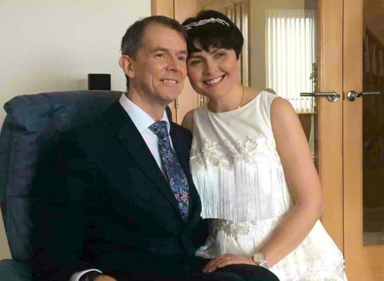 Iain and Michelle on their wedding day