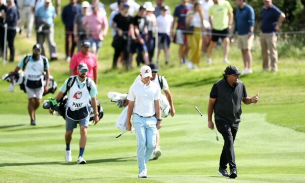 Phil Mickelson Doing the standard thumbs up to no-one in particular at Centurion last week.