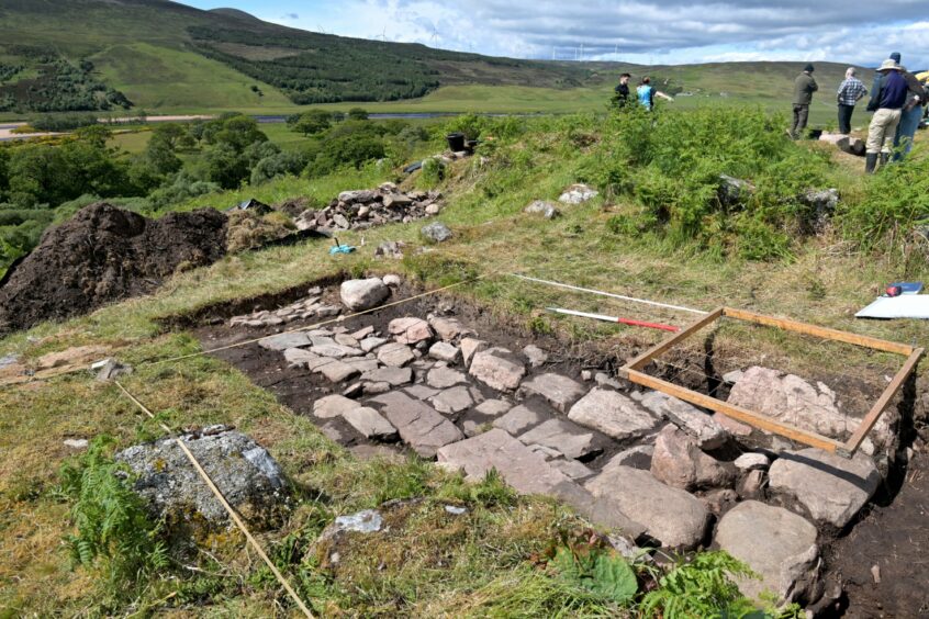 The archaeologists exposed part of the high-quality byre on the Greeanan steading.