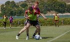 Evan Towler and David Bates in action during Aberdeen's pre-season training camp in Spain. Towler, front, has joined Cove Rangers for the season.