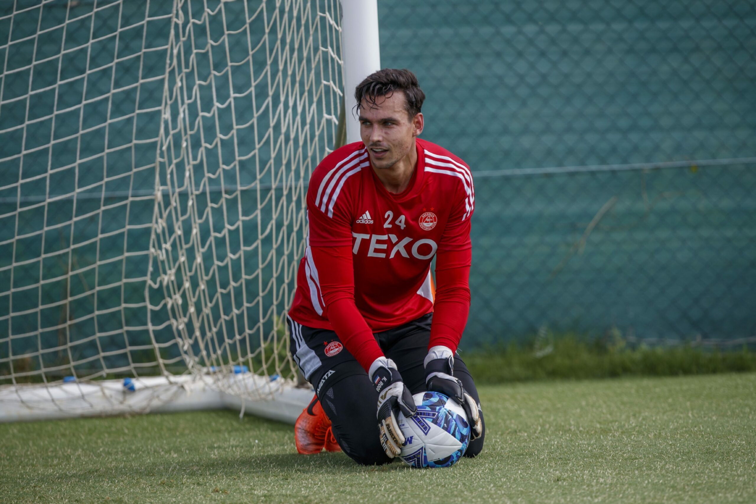 Aberdeen new signing Kelle Roos during a training session at La Finca.