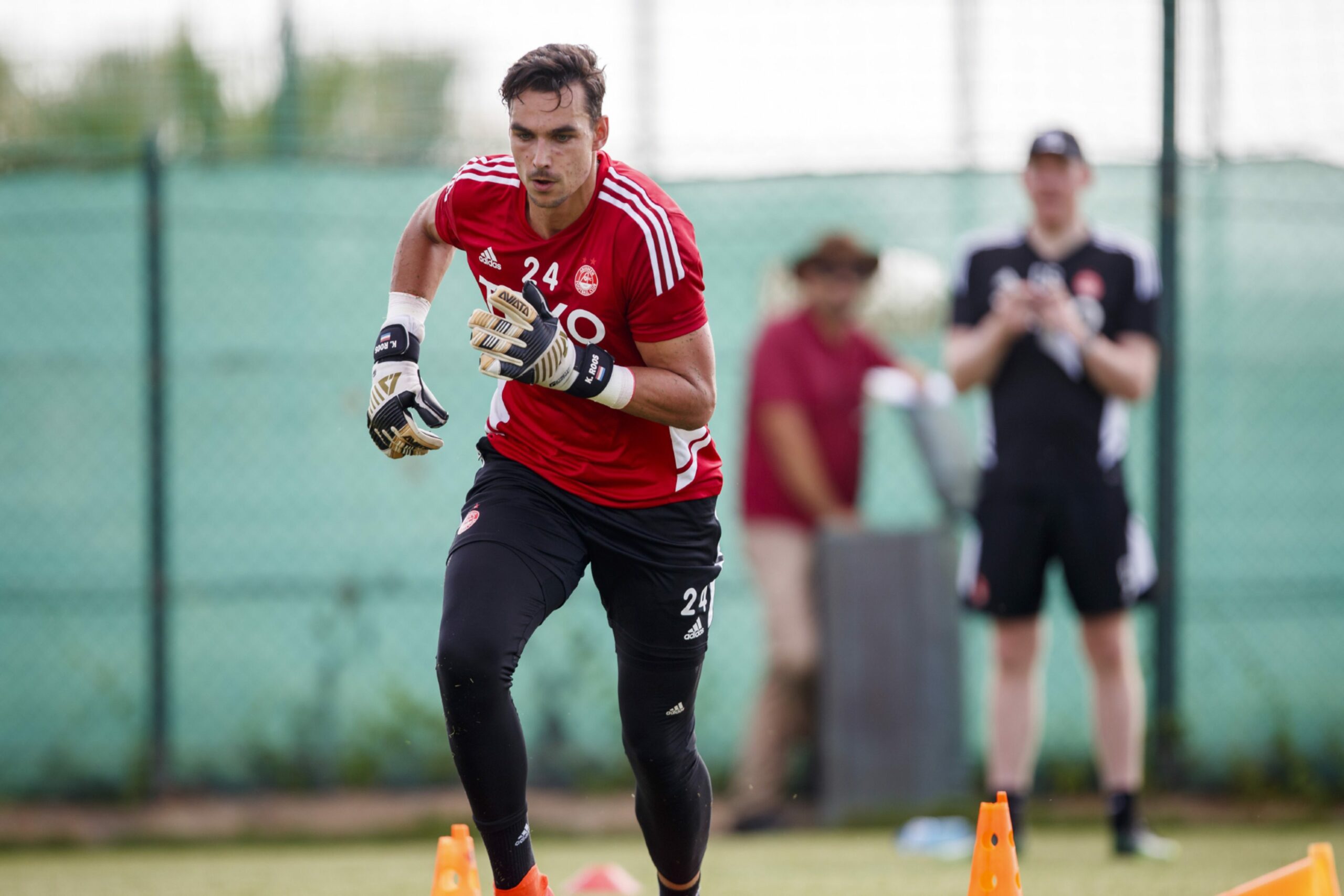 New signing Kelle Roos is working alongside keepers Joe Lewis and Tom Richie in Spain.