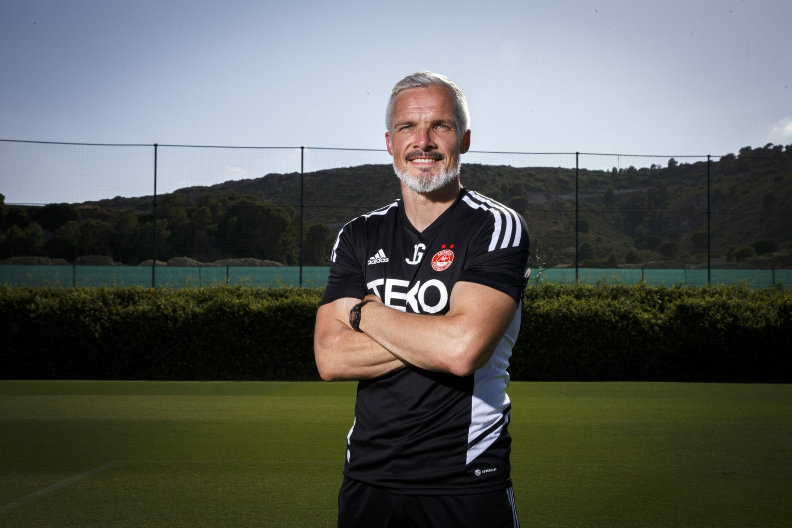 Aberdeen manager Jim Goodwin at the squad's Spanish training camp.