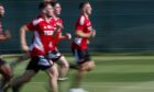 Lewis Ferguson in front at a training session in Spain.
(Photo: Ross Johnston/Newsline Media)