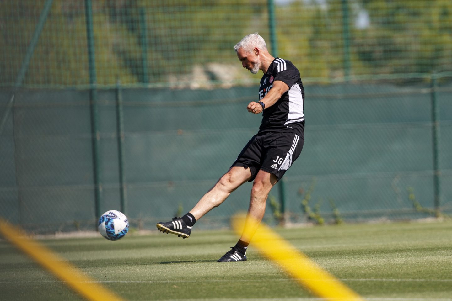 Aberdeen manager Jim Goodwin during training in Spain.