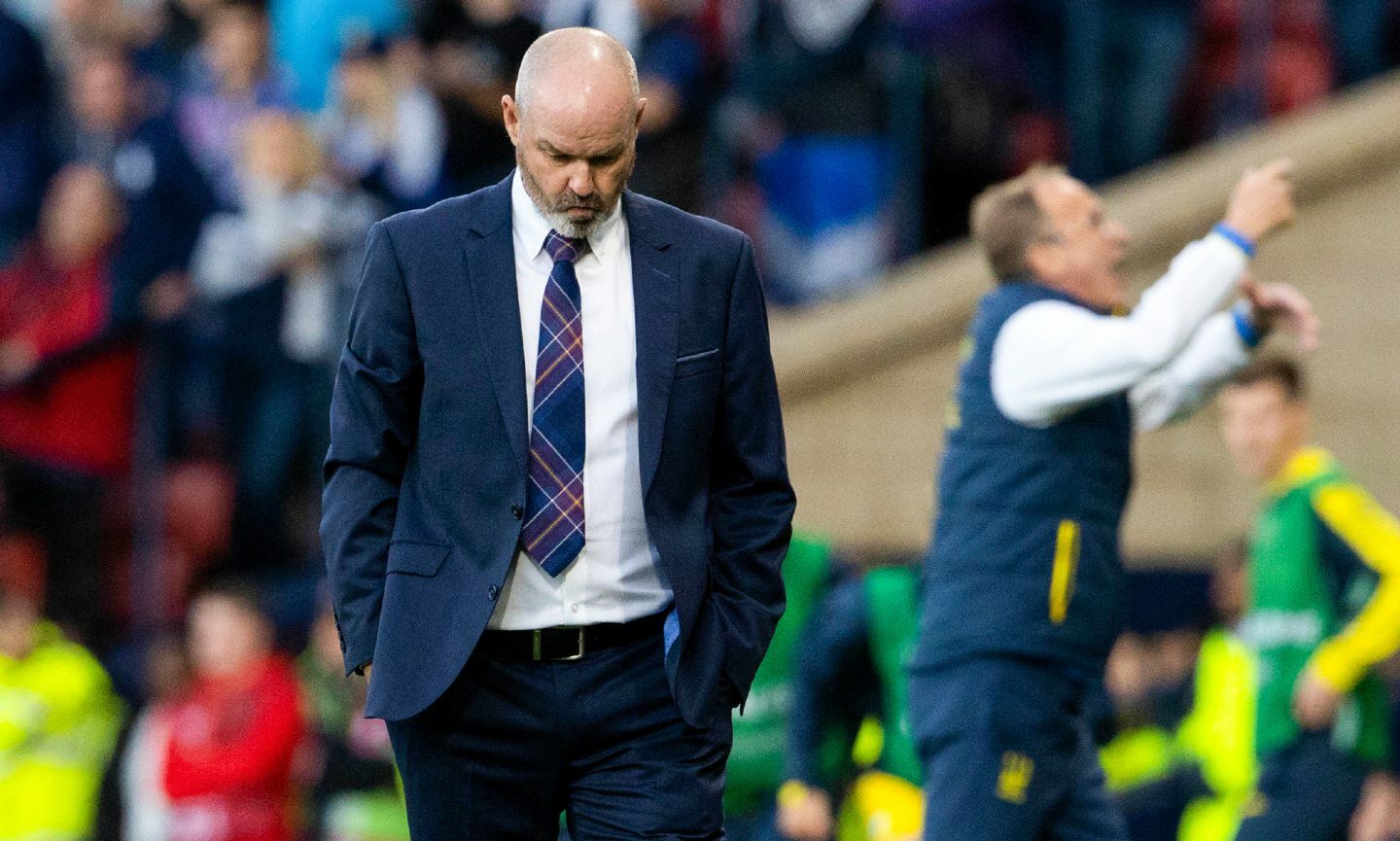 Scotland manager Steve Clarke looking cross.