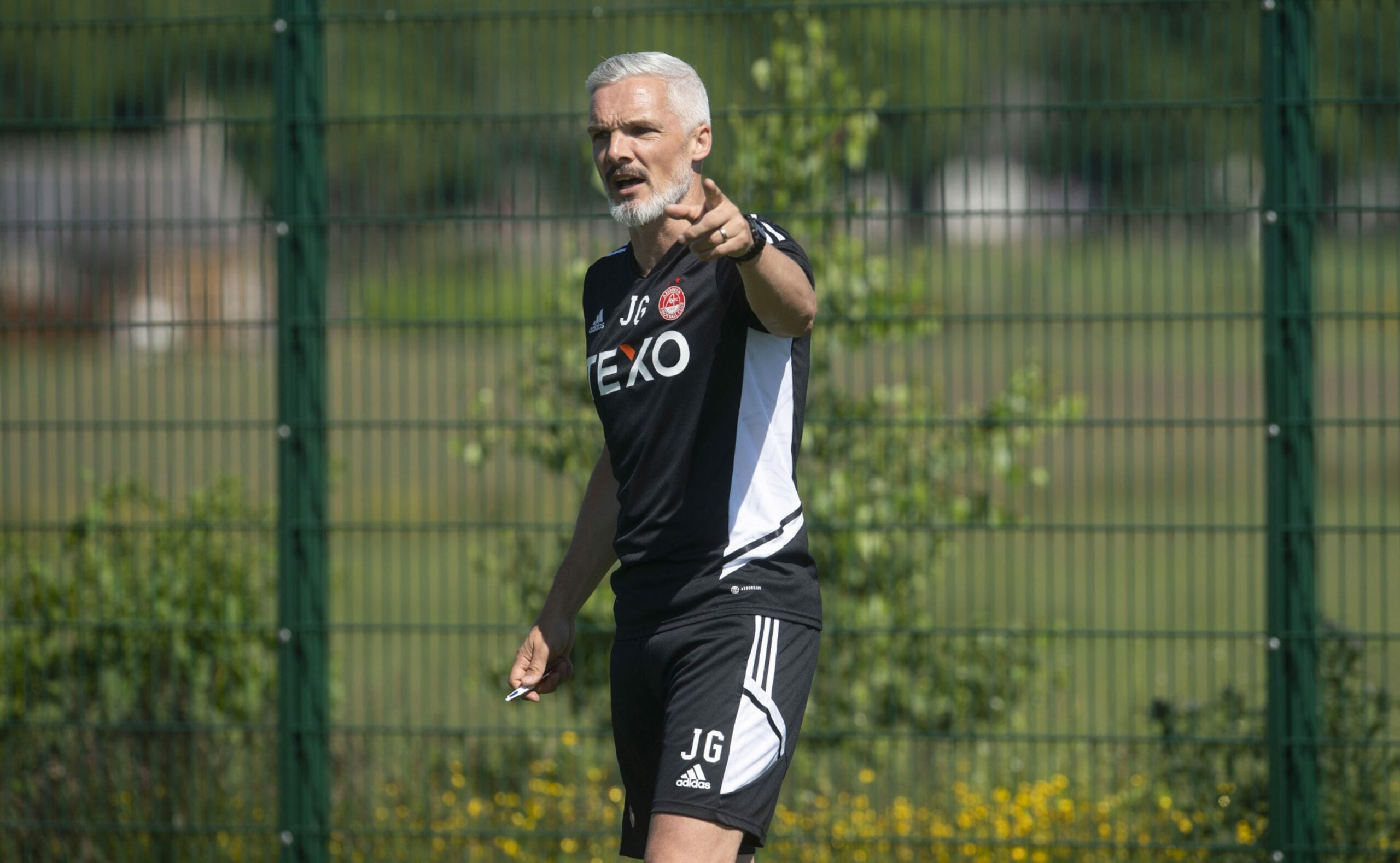 Aberdeen manager Jim Goodwin during a pre-season training session.