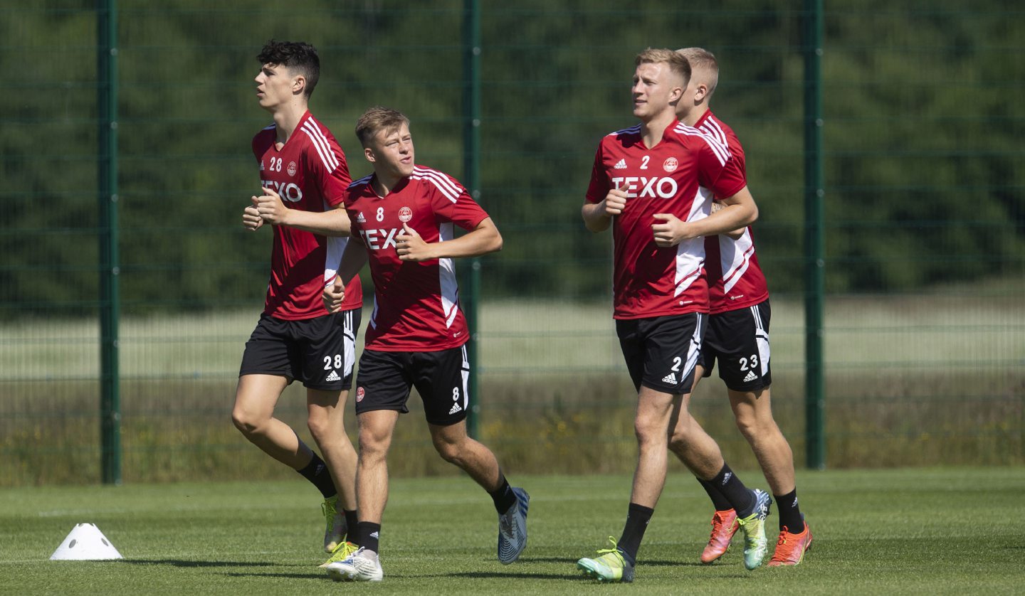 Dante Polvara, Connor Barron and Ross McCrorie sweat it out during a training session.
