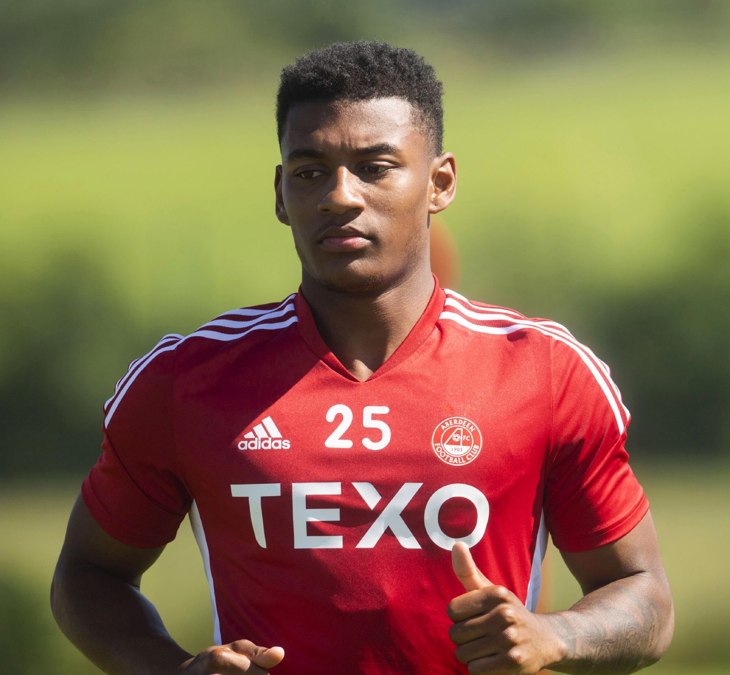 Aberdeen signing Jayden Richardson during a training session.