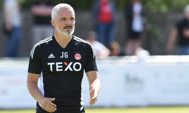 Aberdeen manager Jim Goodwin during a pre-season friendly between against Buckie Thistle.