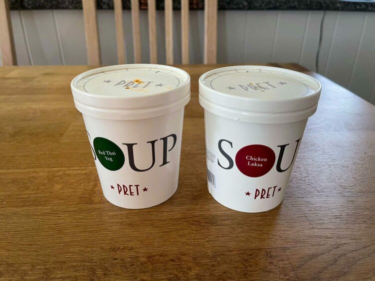 Pret a Manger soups from the Too Good to Go bag
