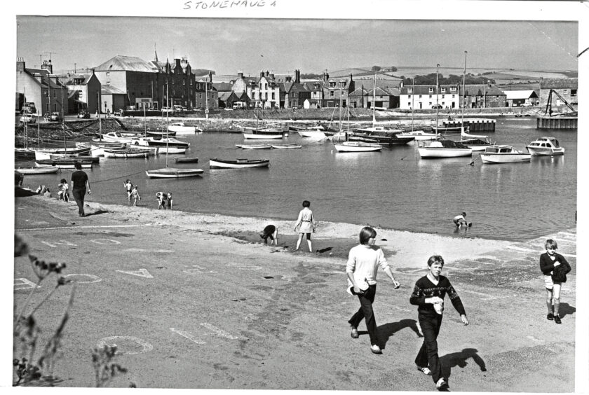 A view of the boats at Stonehaven harbour in July 1971
