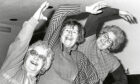 1989 - Stretching towards fitness are, from left, Mina Booth, Lena Gerrard
and Betty Gilmour, at their aerobics class in Mintlaw’s Burnside Court sheltered housing complex