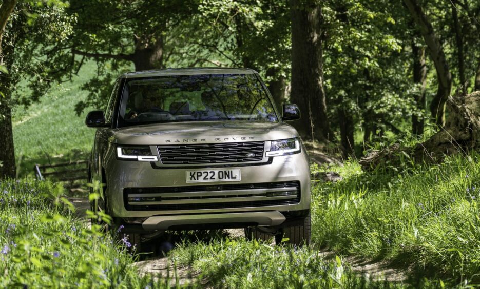 The latest Range Rover model on a forest road