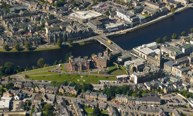 A top down view of the city of Inverness
