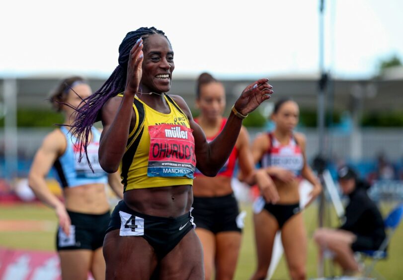 Victoria Ohuruogu after winning the women's 400m final during day two of the Muller UK Athletics Championships held at the Manchester Regional Arena.