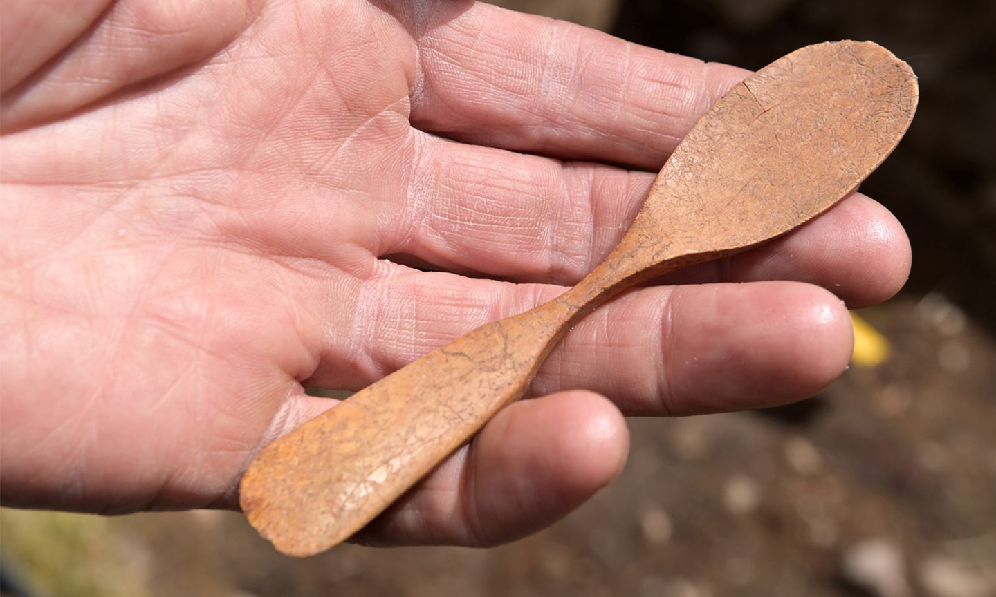 A rare and beautifully crafted bone spoon found at the former home of the 'bad minister' of Greeanan, Brora.