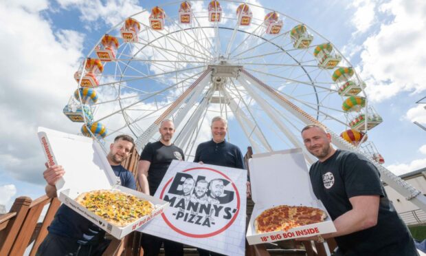 From left: Calum Wright and Phil Adams, co-founders of Big Mannys' Pizza, with John Codona, director at Codona's and Ashley Adams, co-founder of Big Mannys' Pizza.