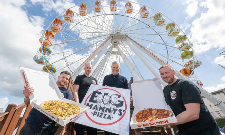 Calum Wright, co-founder of Big Mannys' Pizza, Phil Adams, co-founder of Big Mannys' Pizza, John Codona, director at Codona's and Ashley Adams, co-founder of Big Mannys' Pizza.