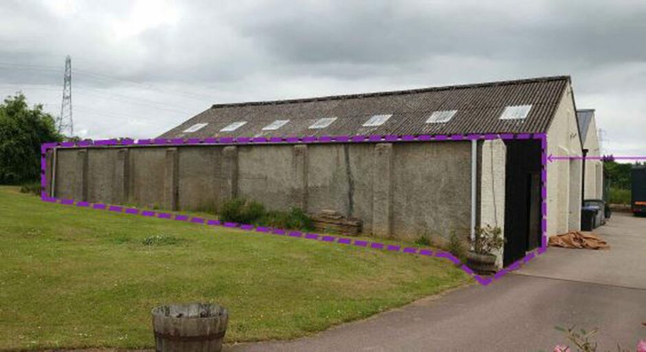The section outlined in purple is to be demolished to make way for the butchery.