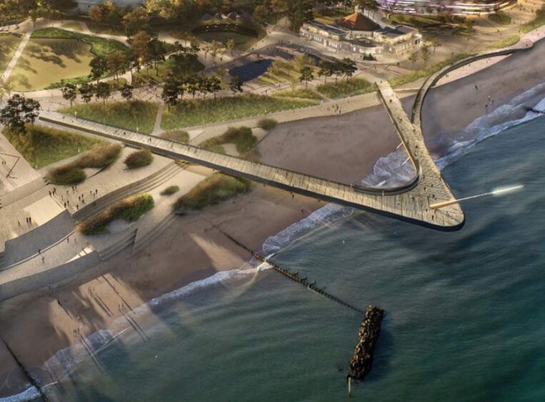 An artists impression of the planned boardwalk at Aberdeen Beach.
